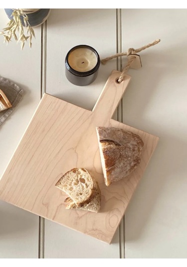 Ahşap Servis Tahtası Kare Açık Kahverengi