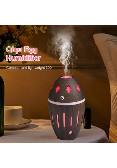 Ruicoo Masaüstü Ultrasonik Nemlendirici, 300ml, Uyumlu Koku Yağı Dağıtıcı, Renkli Gece Lambası, Usb İle Hızlı Kurulum, Derin Ahşap Desenli