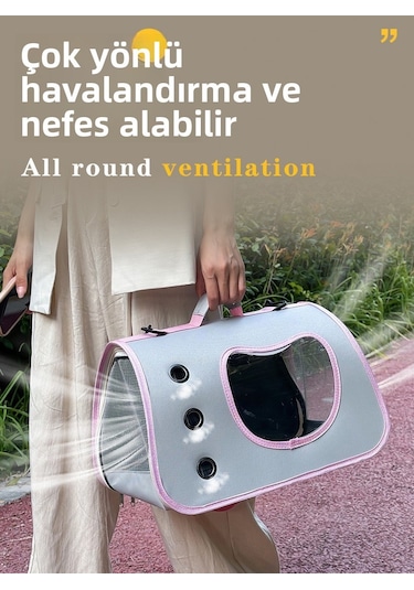 Kedi Nefes Alabilir Uzay Kabini El Çantası-k Siyah L