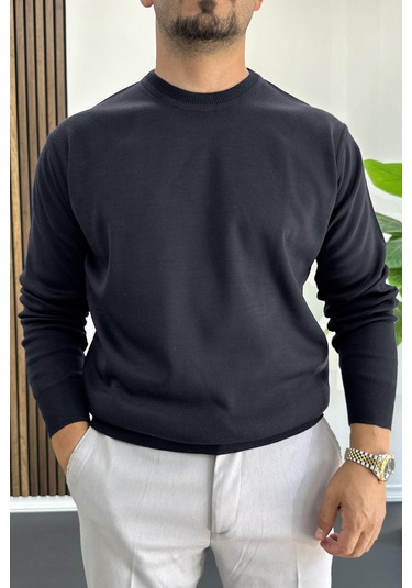 Erkek Bisiklet Yaka Normal Kalıp Kazak Lacivert Edw410 Lacivert