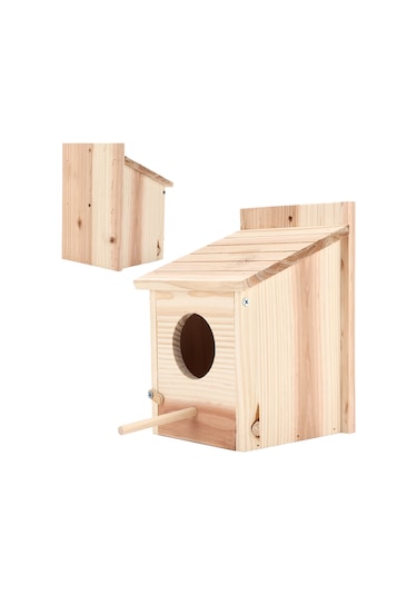 Ruicoo Doğal Odun Kuş Yuvası, Yağmurlardan Koruma, Kolay Kurulum, Kuşların Konforlu Ve Güvenli Yuva Alanı Sağlar