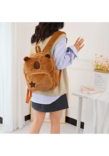 Capybara Moda Sırt Çantası Çok Fonksiyonlu Peluş Sırt Çantası Çok renkli