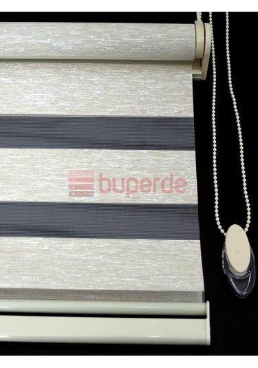 Buperde Simli Krem Bambu Zebra Stor Perde