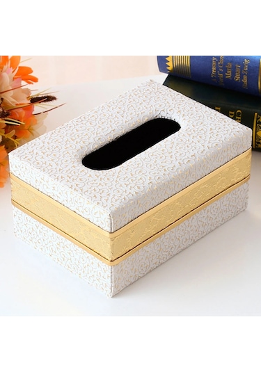 Beyaz Orta-s/m/l Suni Deri Doku Kutusu Kutu Konteyner Ev Araba Doku Kutusu Saklama Kutusu El Restoran Kağıt Tutucu Masa Dekorasyon