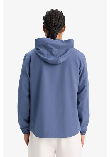 Defacto Defactofit Su İtici Regular Fit Kapüşonlu Fermuarlı İpek Kumaş Yağmurluk E9218ax25auın113 İndigo