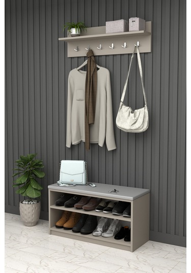 Asra Trend Puflu Ayakkabılık Ve Askılık A-34 Kül Gri Kül Gri