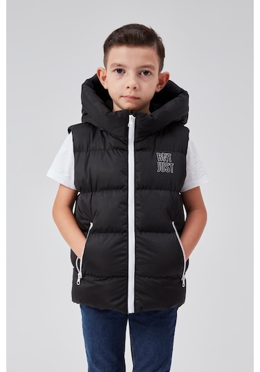 Benitto Kids Kapüşonlu Erkek Çocuk Şişme Yelek 51311 Siyah