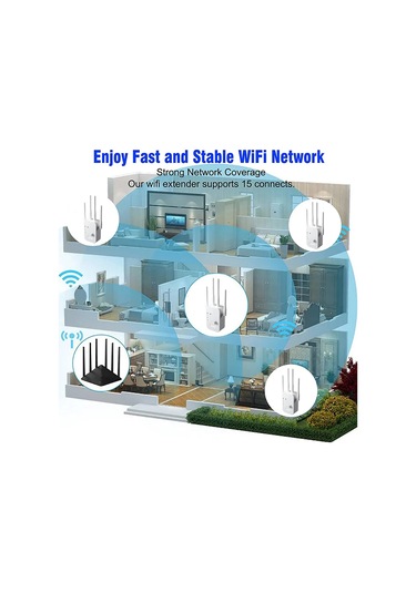 1200 Mbps Wifi Tekrarlayıcı Kablosuz Genişletici Wifi Güçlendirici 5g 2.4g Çift 300mbps 4 Antenna Bize Fiş