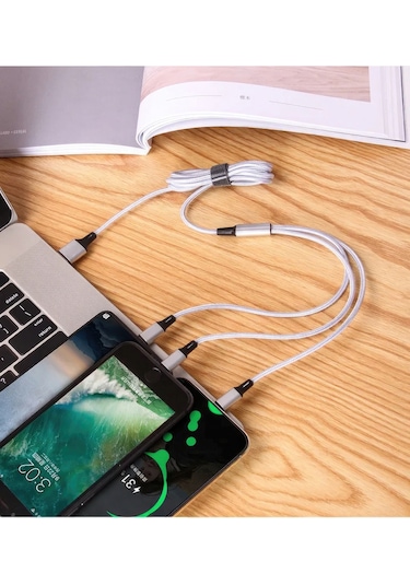 T-Max S26 3in1 Hasır Örgü Usb 1.2 MT Şarj Kablosu
