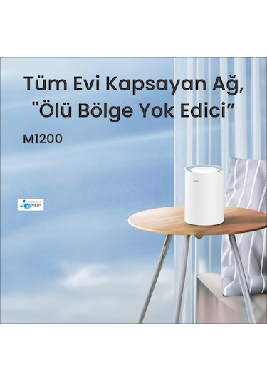 Cudy M1200 5GHz 867Mbps, 2.4GHz 300Mbps, 1 Port, 2XdBi anten, Wi-Fi Mesh Menzil Genişletici Router