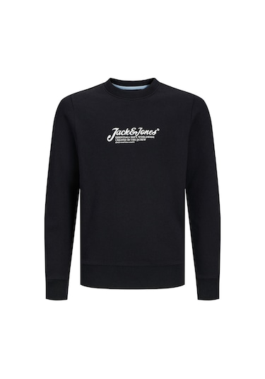 Jack & Jones Jjbeau Crew Neck Jnr Siyah Erkek Çocuk Sweatshirt 000000000102257554 Siyah