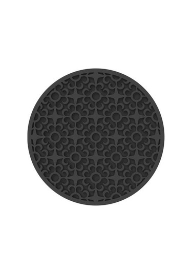 Siyah Desenli Silikon Bardak Altlığı Isı Yalıtımlı Yeniden Kullanılabilir Vintage Yuvarlak Soft Bardak Altlığı Siyah