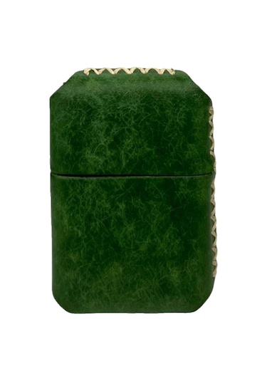 Handmade El Yapımı Hakiki Deri Zippo Modeli Çakmak Yeşil