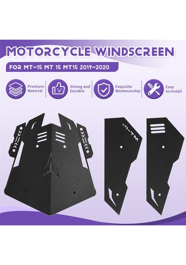 Nayomiglow Motosiklet Ön Camı Yamaha Mt-15 Mt 15 Mt15 2019-2020 Alüminyum Alaşımlı Ekran Aksesuarları Siyah