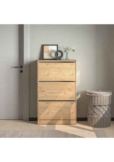 Flat Duo 3 Katlı Geniş Ayakkabılık - Florida Meşe 73x119x26 Cm Meşe