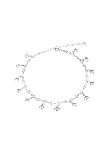 Brezza Lusso Jewelry Uçak Figürlü Taşlı Su Yolu Sallantılı Gümüş Kadın Ayak Halhal Gümüş