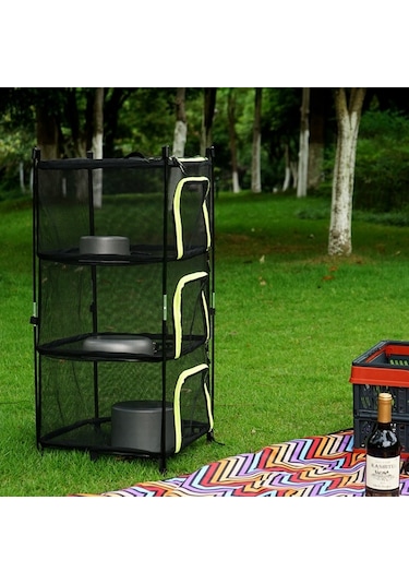 Sones Açık Katlanır Kurutma Ağı Dört Katmanlı Depolama Sepeti Depolama Sepeti Kamp Kurutma Balık Kurutma Ağı Raf Asılı Sepet Yeşil