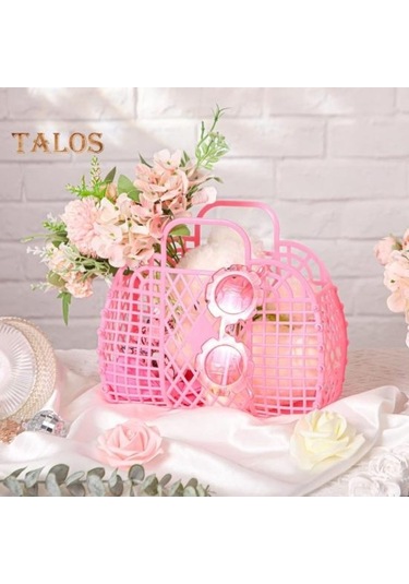 Novahub Sıcak Pembe Banyo Sepeti Seti, 2 Adet, Organizatör, Ev Gereçleri, Pratik Depolama Pembe