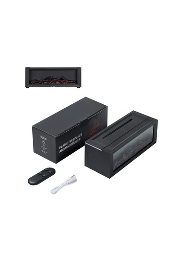 Honeybeeshop Siyah 150ml Uzaktan Kumandalı Otomatik Kapanış 7 Renk Alev Aromaterapi Difüzör Nemlendirici