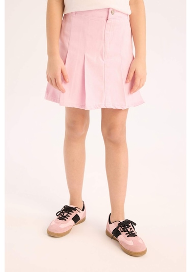 DeFacto Kız Çocuk Pileli Gabardin Etek D9340A825SPPN441 Pembe