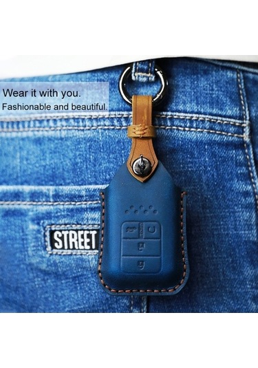 Tongxida Honda Üç Anahtar Sığır Derisi Anahtarlık Kırmızı