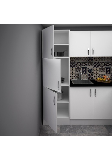 60 Cm Beyaz Melamin Boy Dolap H210