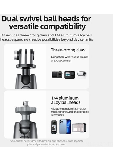 Artfulabode Yedek. Vida Ve Top Telesın Spor Siyah Özellikli Montaj Montaj Mıknatıslı Kamera Kamera İnç İçin Gopro Dönme Dağı Cmm-001 Çift Başı, Alüminyum Alaşımlı Adaptörü, Adaptörü 360 11/10 1/4 İb Siyah