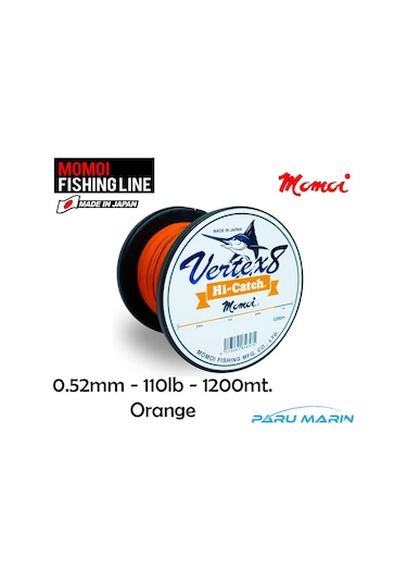 Momoi Vertex 8x 0.52mm 110lb 1200mt. Turuncu İp Misina