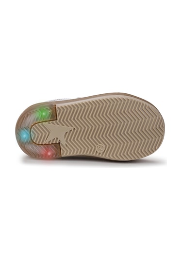 Kiko Kids Rena Günlük Cırtlı Işıklı Kız Bebek Spor Ayakkabı Beyaz - Kırmızı Beyaz - Kırmızı