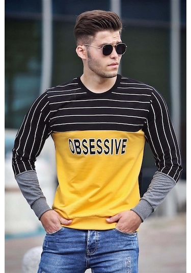 Madmext Baskılı Sarı Sweatshirt 4184 Sarı