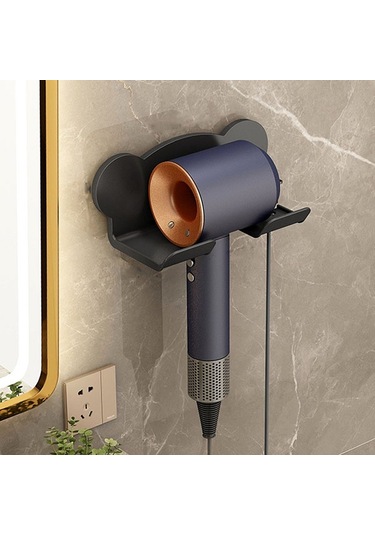 Saç Kurutma Makinesi Duvara Monte Tutucu Banyo Rafı Depolama Rafı, Stil: Basit Siyah