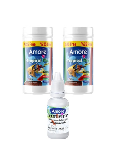 Amore Tetra-melek-lepistes-moli Balık Yem Seti 2 x 125 ML Kutu + Vitamin
