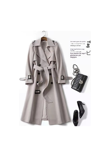 Kadın Orta Boy Ceket Bej-beyaz