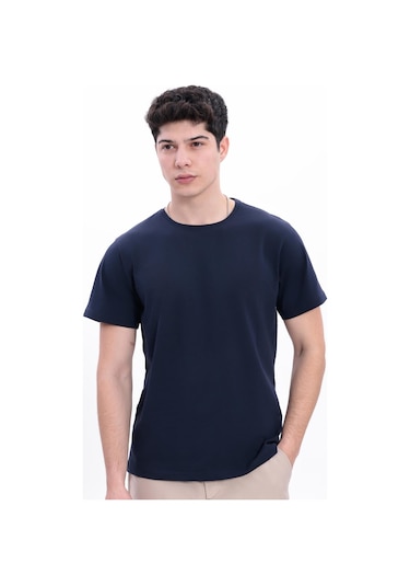 Freemen Erkek/unisex Bisiklet Yaka Basic Tişört %100 Pamuk-371 Lacivert