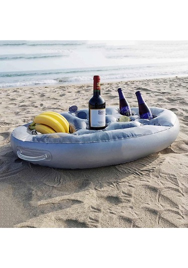 Teltree Pvc Taşınabilir Yüzen Buzluk - Yeşil Renk, Parti Ve İçecek Tutucu, Çok Amaçlı Buz Tepsisi