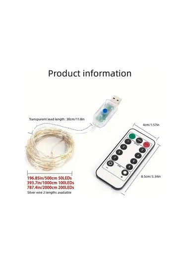 Gateesat 2li Usb Kontrollü 8 Mod 100 Led Gümüş Işık Şeridi Seti İç Ve Dış Mekan