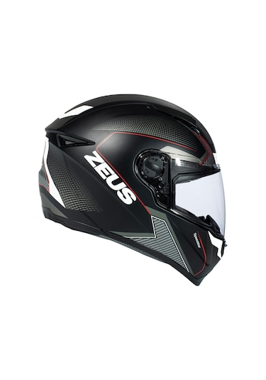 Zeus ZS-811A Al6 Matt Black White Red Kapalı Kask