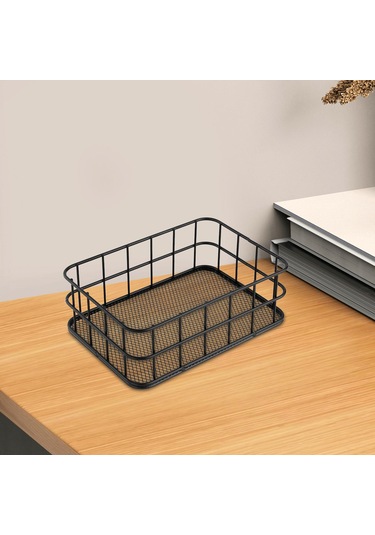 Suntek Tel Sepet Vintage İstiflenebilir Gıda Saklama Sepeti Siyah