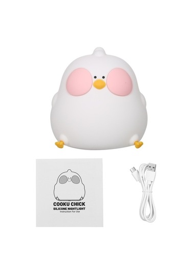 Prestigegoods Neoglint Sevimli Tavuk Gece Lambası Silikon Civciv Yatak Başucu Bebek Lambası Rg Beyaz