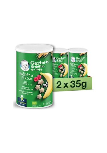 Gerber Organik Pirinçli Buğdaylı Muzlu Bebek Atıştırmalığı 35gr x2 Adet