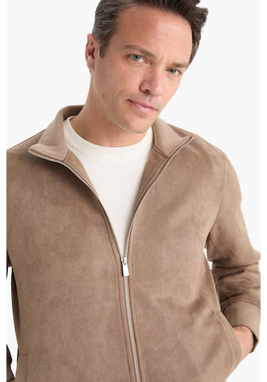 Defacto Slim Fit Dar Kesim Dik Yaka Fermuarlı Süet Mont D1524ax25aubn267 Kahve