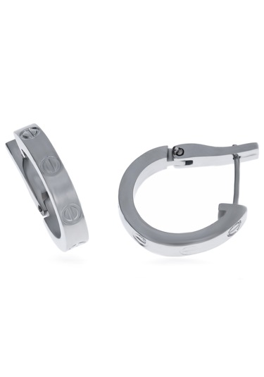 Kadın Sembol Detay Küçük Halka Model Silver Renk Çelik Küpe Silver