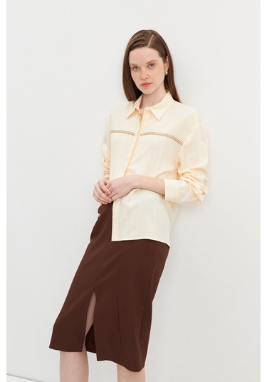 Stella Pulvis Kahverengi Düğme Detaylı Kalem Etek Kahverengi