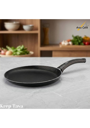 32 Cm Granit Krep Tavası - Siyah Siyah