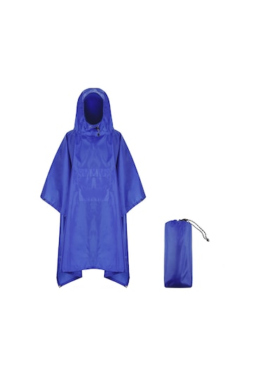 Lemestar Outdoor Yağmurluk: Geniş Kenarli Kaputlu, Çift Taraflı Snap Butonlu, Ön Cep Ve Güneş Barınımı Özelliği İle Mavi Renk