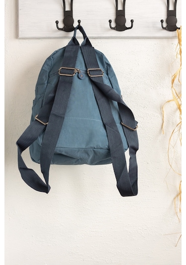 Krinkıl / Klinkır Su Geçirmez Ithal Kumaş Çok Gözlü Günlük Küçük Kadın Sırt Çantası Indigo Mavi 8317 Mavi