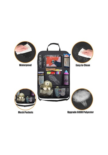 Geeksen "2'li Set Uleeka Araç Koltuğu Düzenleyici - 10" Tablet Cebi, 9 Cep, Su Geçirmez, Seyahat Ve Çocuklar İçin" Çok Renkli