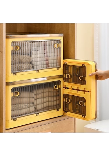 Dancemonkey Cbtx 28l Katlanır Plastik Saklama Kutusu, 5 Taraflı Şeffaf Çıkarılabilir Kasnak, S Boy Beyaz Çok Renkli