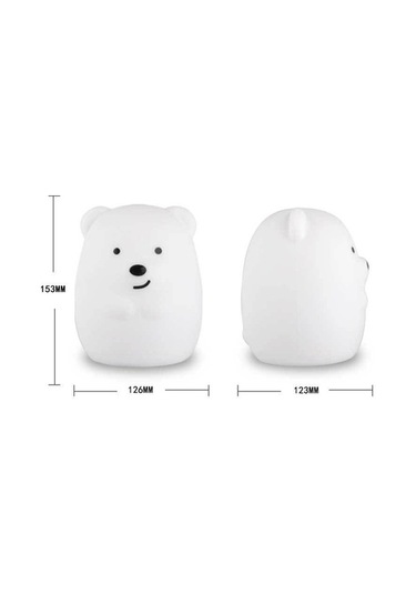 Pazly 0.5 W Büyük Gülümseyen Ayı Şekilli Silikon Gece Lambası Beyaz Beyaz