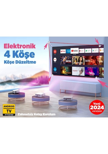 Vankyo Leisure 495W Android TV 4K Destekli 5G WiFi + Bluetooth 5.1 Projeksiyon Cihazı